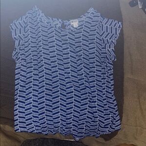 Chico's Navy and White Chevron Blouse